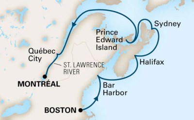 Boston Montreal cruise map